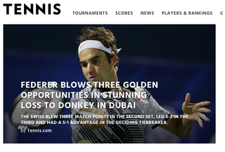 Illustration for article titled Roger Federer Suffered "Stunning Loss To Donkey" In Dubai ChampionshipÂ
